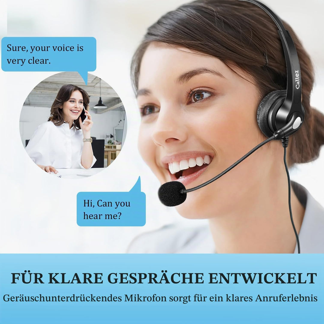 Callez 2,5mm Klinke Headset Telefon mit Mikrofon Noise Cancelling, Schnurlos Festnetz Kopfhörer für