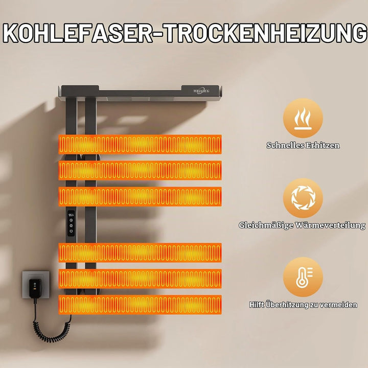 Handtuchtrockner Elektrisch Smart WiFi,HandtuchheizköRper Elektrisch Mit Lagerregal,BadheizköRper he