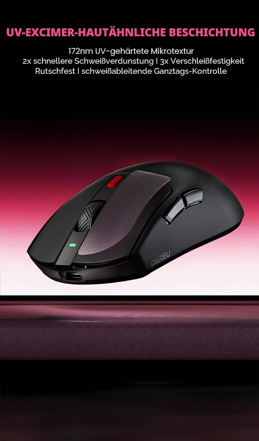 DAREU AE6 Pro Wireless RGB Gaming Mouse mit Anzeige Magnetic Charging Base - Custom PAW3950 Sensor m