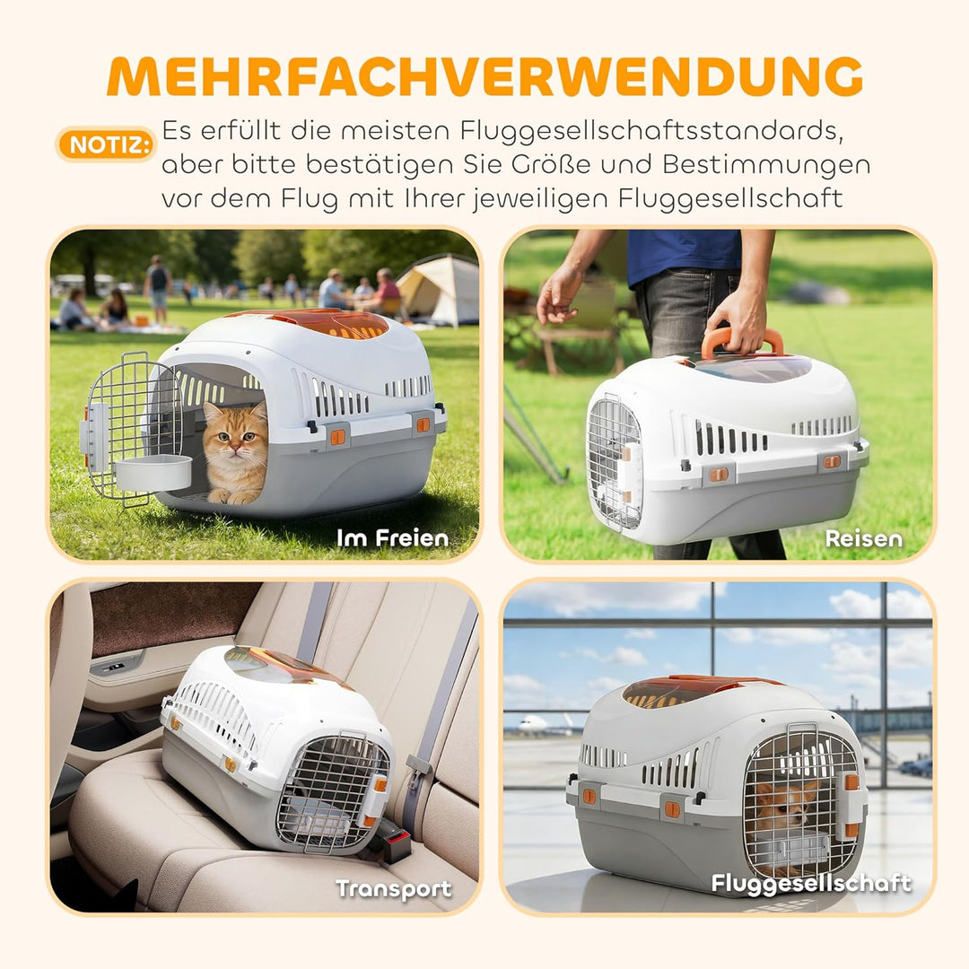 PawHut Transportbox Hundetransportbox für Katze Miniaturhunde bis 4kg 49x32x31cm Hundebox mit Dachöf