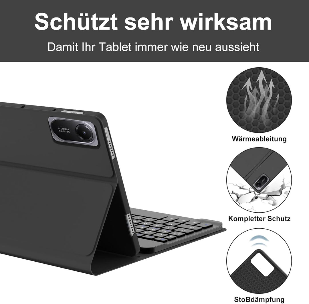 Für Redmi Pad 2 11" Hülle mit Tastatur, für Xiaomi Redmi Pad 2 2025 & Pad SE 11" 2023, Magnetisch Ab