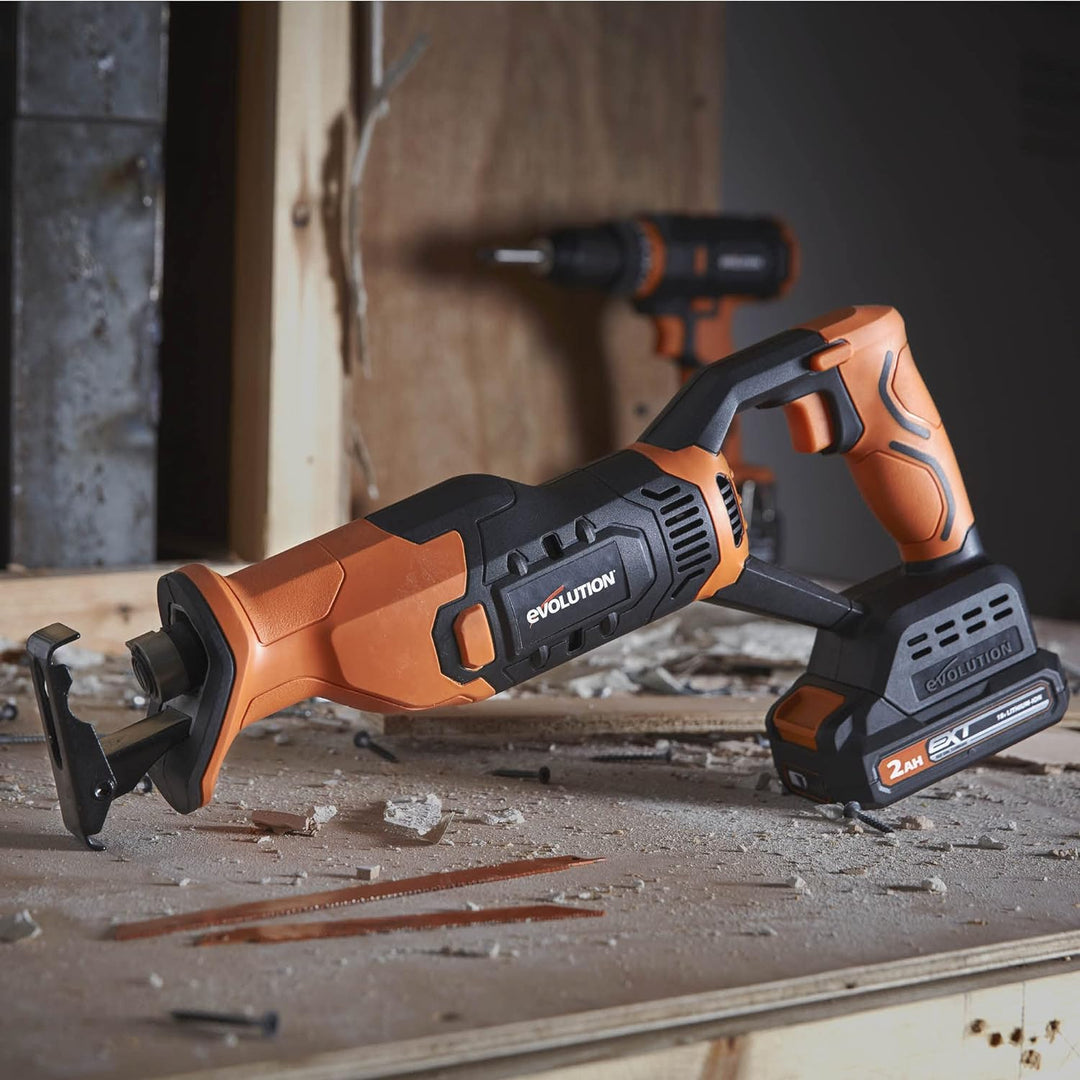 Evolution Power Tools Akku-Säbelsäge R150RCP-Li 18 V Li-Ion EXT, inkl. Universalsägeblätter – schnei