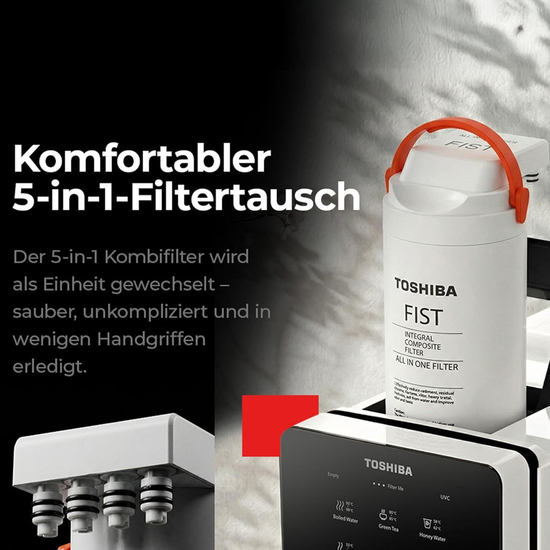 Toshiba Osmoseanlage, Wasserfilter Trinkwasser, Auftisch, Keine Installation, Heisswasserspender, Um