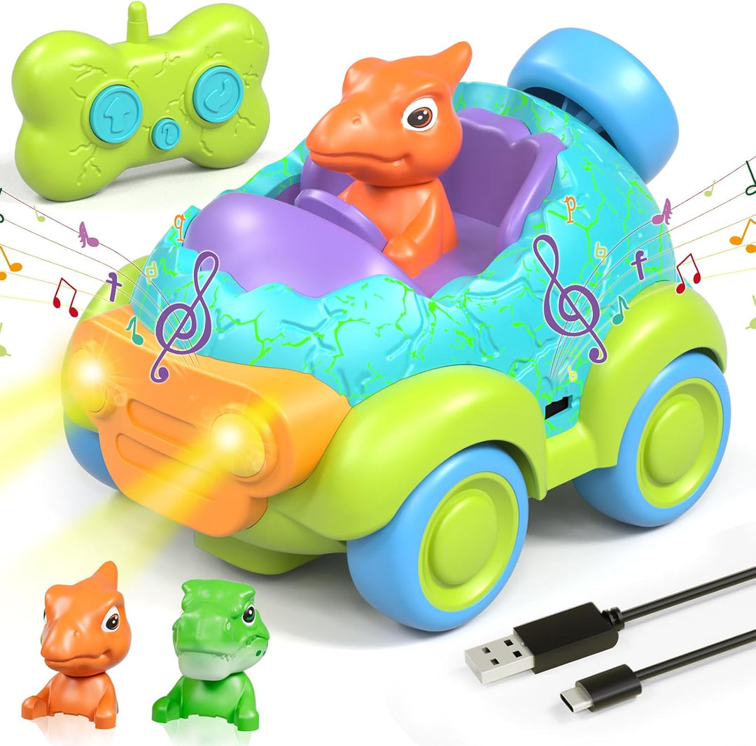 Lehoo Castle Ferngesteuertes Auto ab 3 Jahre, Dinosaurier Spielzeug mit Lichtern und Musik, Spielzeu