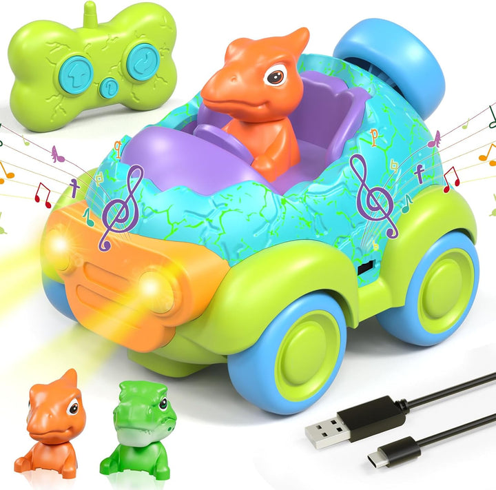 Lehoo Castle Ferngesteuertes Auto ab 3 Jahre, Dinosaurier Spielzeug mit Lichtern und Musik, Spielzeu