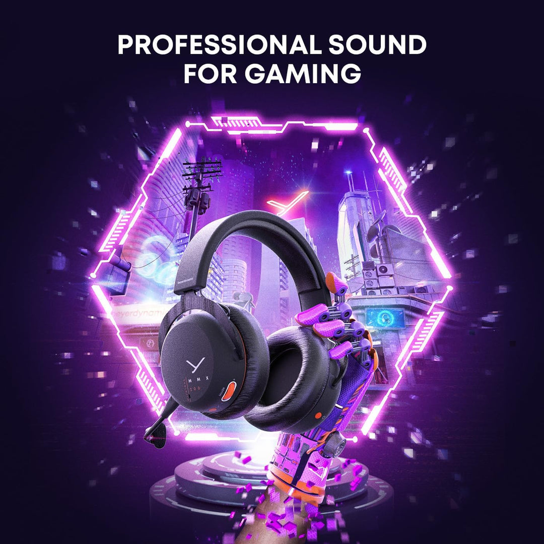 beyerdynamic MMX 200 Wireless Gaming-Headset grau mit Mikrofon, kabelloser Kopfhörer mit USB-Dongle,