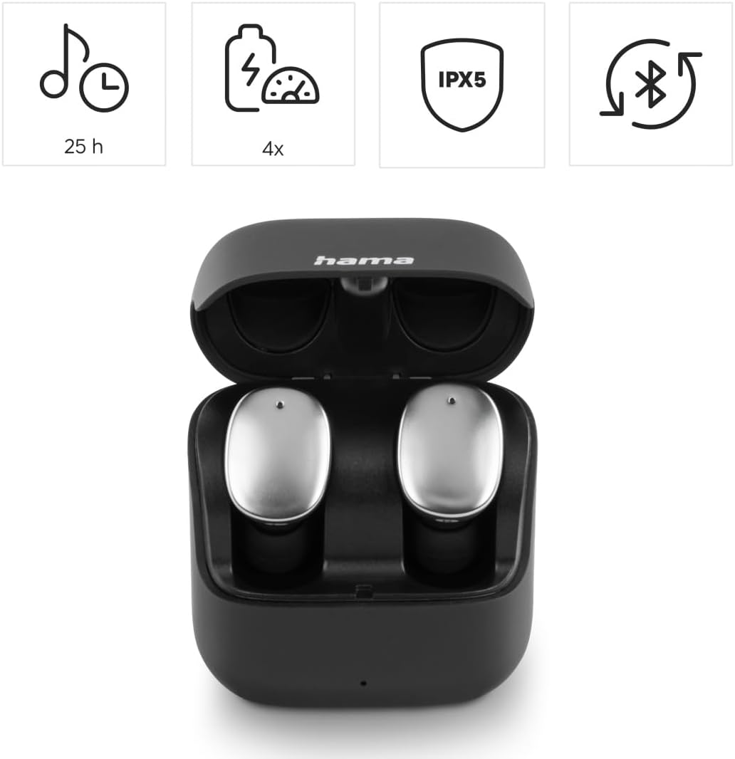 Hama Bluetooth Kopfhörer Spirit Pure (In Ear Kopfhörer mit Mikrofon, True Wireless Earbuds mit Ladec