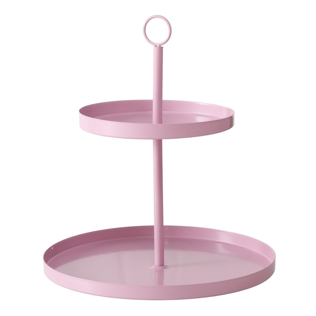 Deko Etagere Samina in Hellrosa – Elegantes Accessoire, 34 cm Höhe, 30 cm Durchmesser, 2 Etagen, lac