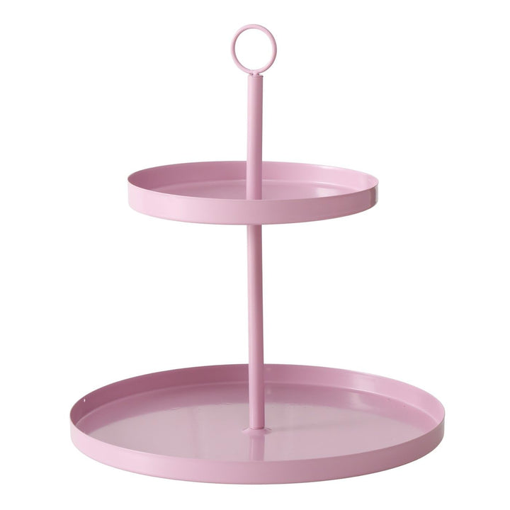 Deko Etagere Samina in Hellrosa – Elegantes Accessoire, 34 cm Höhe, 30 cm Durchmesser, 2 Etagen, lac