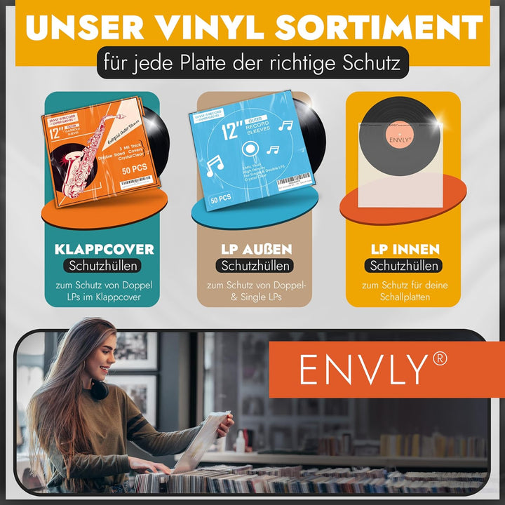 ENVLY® Schallplatten Innenhüllen (50 Stück) | Reispapier | antistatisch (12")