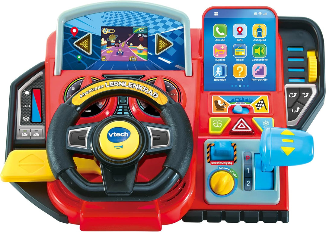 Vtech Abenteuer Lernlenkrad – Interaktives Lenkrad mit LCD-Farbbildschirm, 3 Spielmodi, zahlreichen