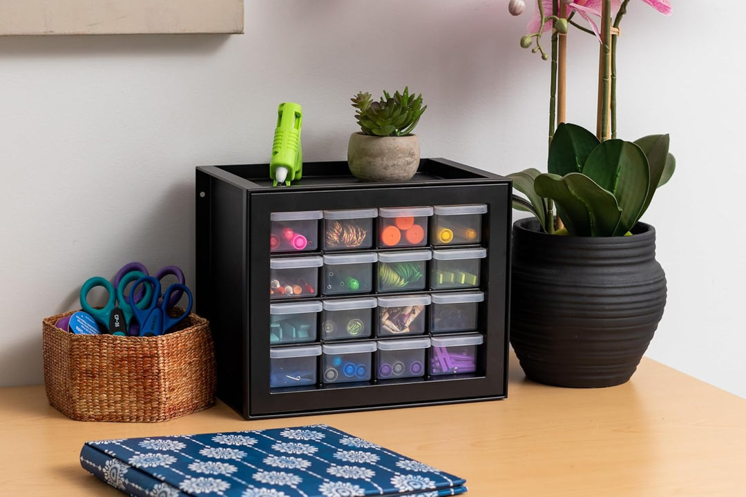 IRIS USA Schrauben-Organizer, Hardware-Aufbewahrung, Organizer, 16 Schubladen-Schrank, Kunststoff-Sc
