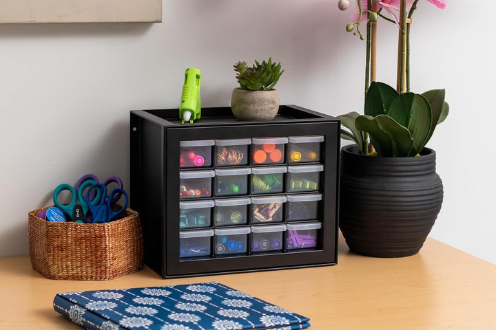IRIS USA Schrauben-Organizer, Hardware-Aufbewahrung, Organizer, 16 Schubladen-Schrank, Kunststoff-Sc