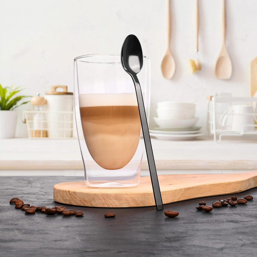 GRÄWE Latte Macchiato Löffel Set, Schwarz, 6-teilig, 19 cm, Lange Löffel, Cocktaillöffel, Dessertlöf