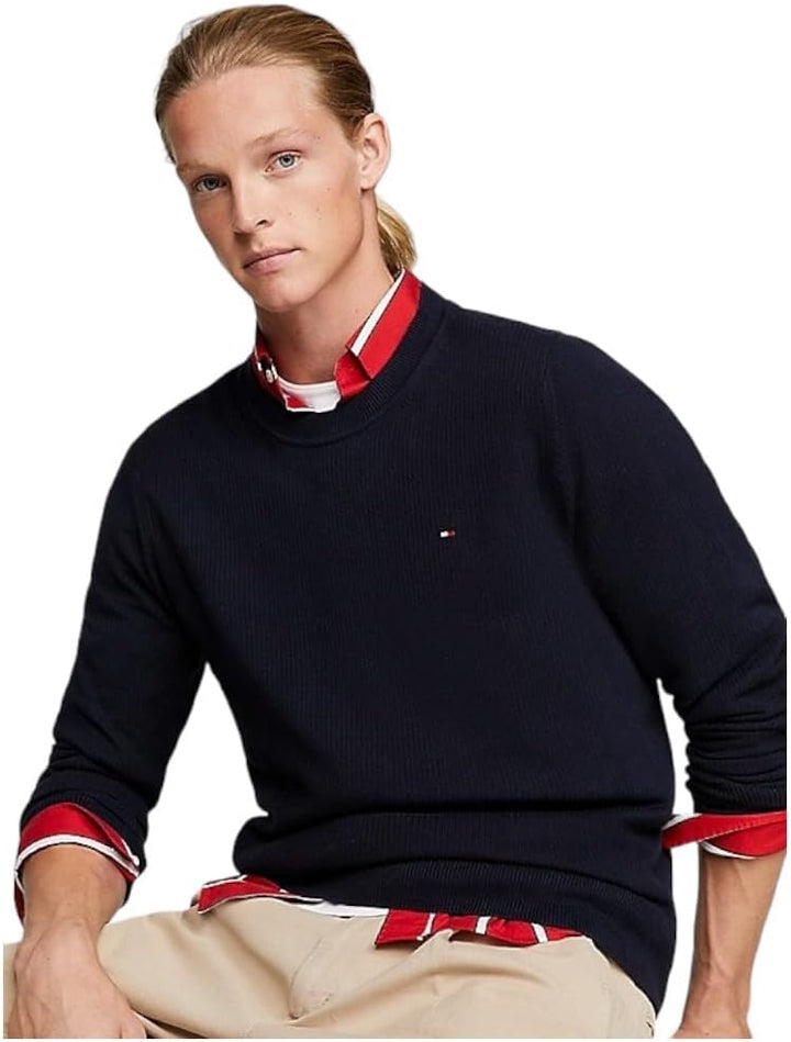 Tommy Hilfiger Herren Pullover Chain Ridge Structure C Neck Baumwolle S Blau (Desert Sky), S Blau (D