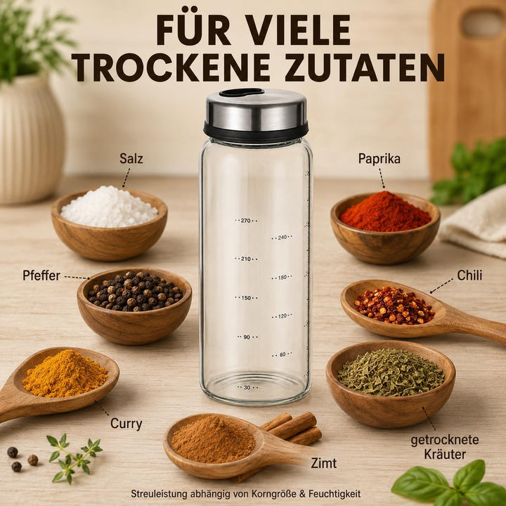 DOITOOL Gewürzgläser - 1 Stück 300 ml Runden Gewürzdosen - Gewürzstreuer Glas Gewürzbehälter , Drehb