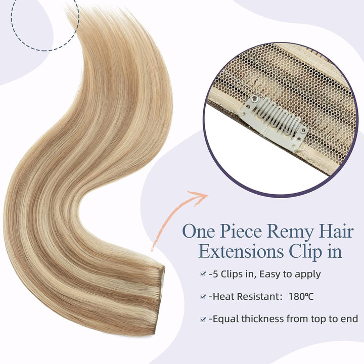 Clip in Extensions Echthaar DICK Haarteile Echthaar 1Pc 5 Clips Extensions Echthaar Clip in Weich Na