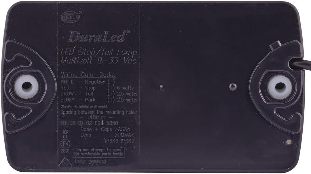 HELLA - Heckleuchte - DuraLED - LED - 12/24V - Anbau/geschraubt - Lichtscheibenfarbe: weiss - Kabel: