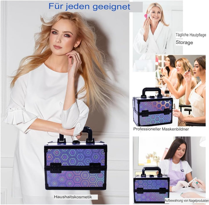 Kosmetikkoffer Aluminium Schminkkoffer, kosmetikkoffer Kosmetik Beautycase mit Spiegel, Tragegriff &