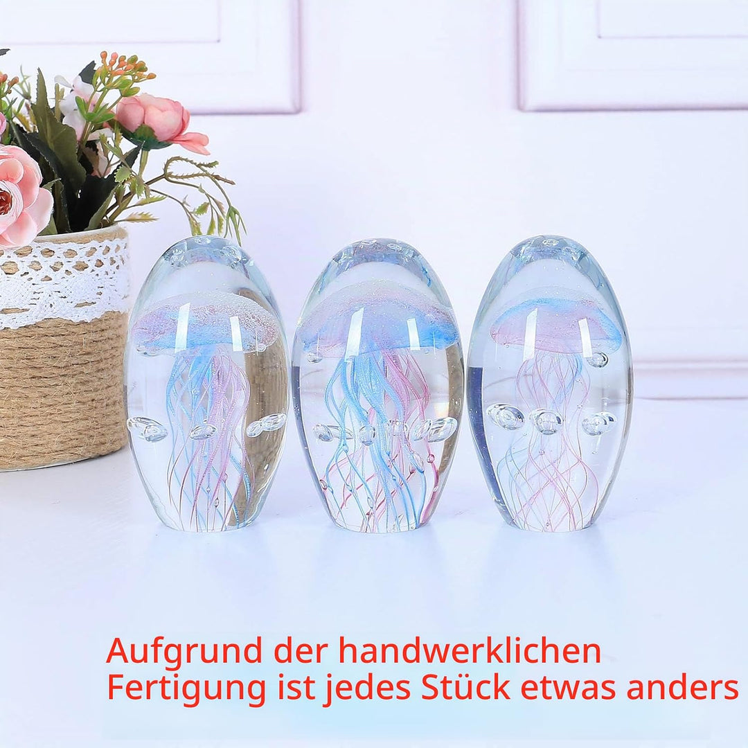 EUSTUMA Handgeblasenes Glas Quallen Figur Ornament, Meerestier Ornament für Aquarium Aquarium, Meere