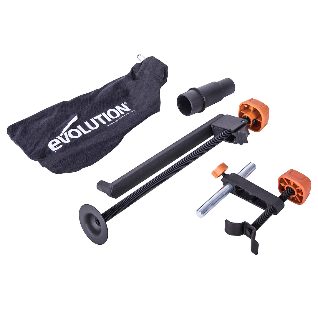 Evolution Power Tools R210SMS Zubehörpaket für Gehrungssägen, inkl. 2 Klemmen, Staubbeutel und Sauga