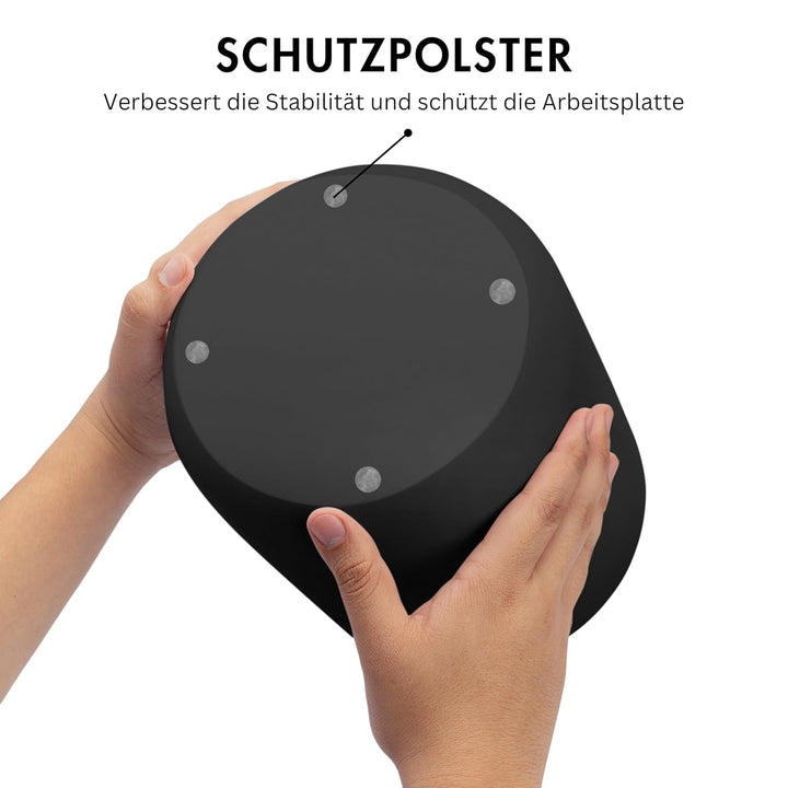 YEW DESIGN Kompakter Runder Mülleimer Mini in Schwarz Matt, 13 L / 3,5 Gallonen – Papierkorb für Bad