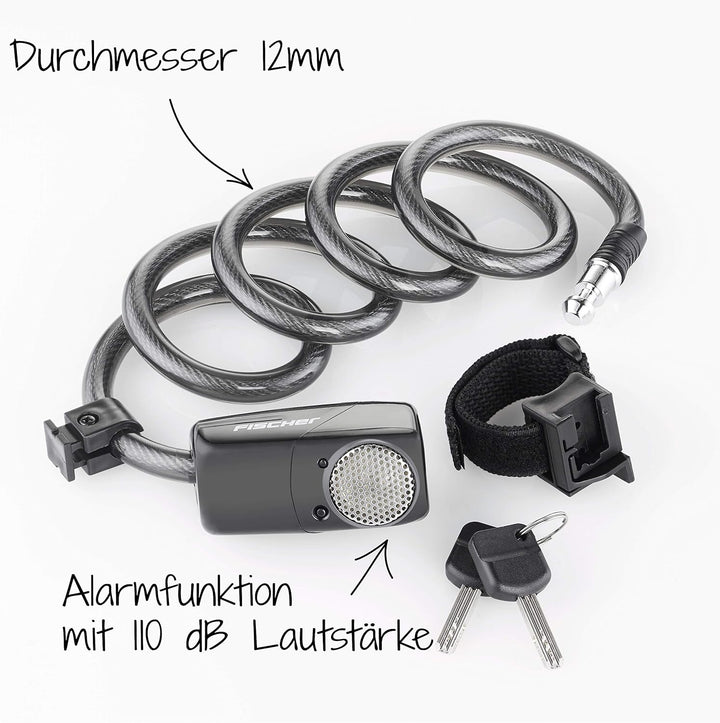 FISCHER Rucksack mit Blinkfunktion | E-Scooter | LED Blinker | 16 Liter & 85908 Alarm-Spiralschloss