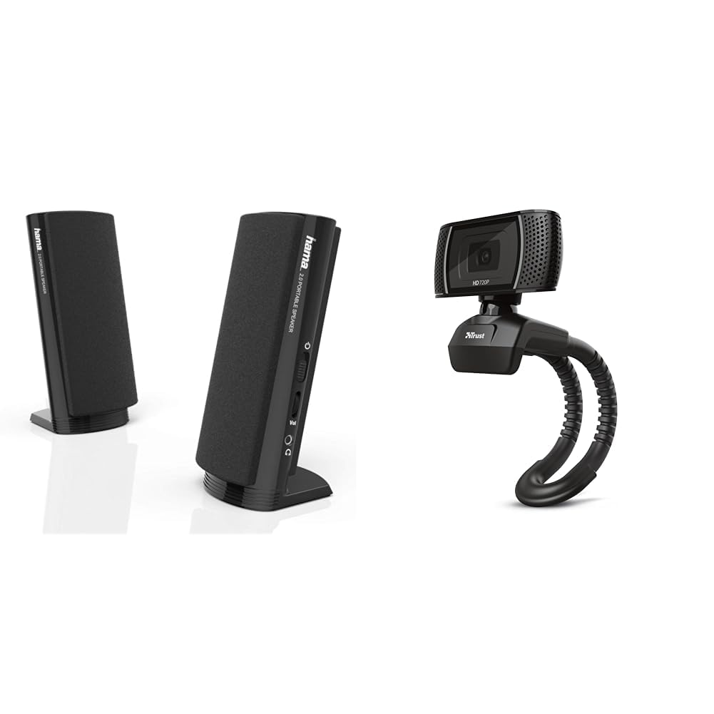 Hama Multimedia Lautsprecher E 80 PC Lautsprecher mit 3 & Trust Trino HD Webcam mit Mikrofon