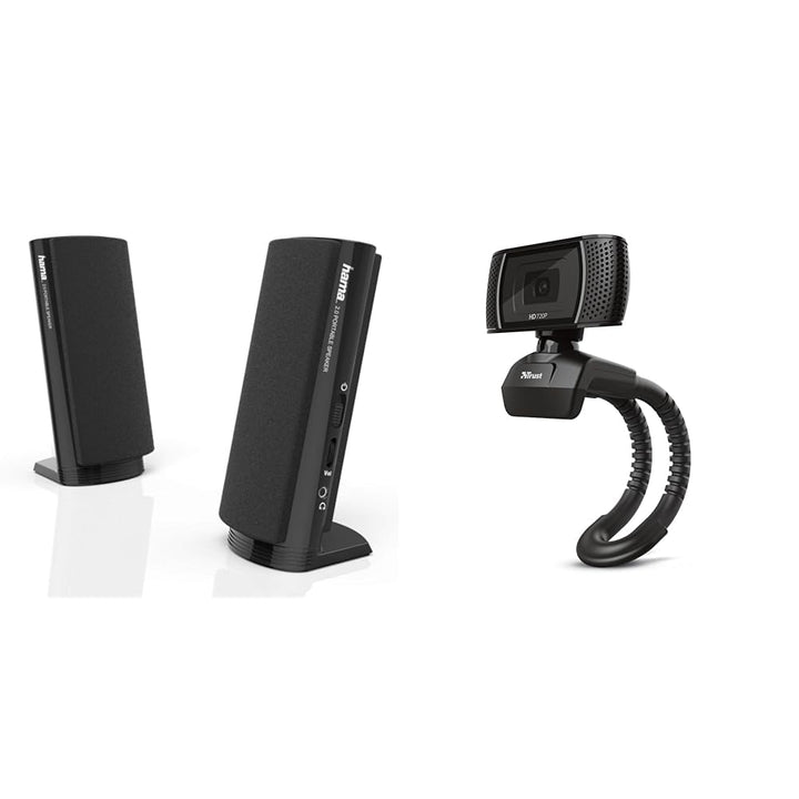 Hama Multimedia Lautsprecher E 80 PC Lautsprecher mit 3 & Trust Trino HD Webcam mit Mikrofon