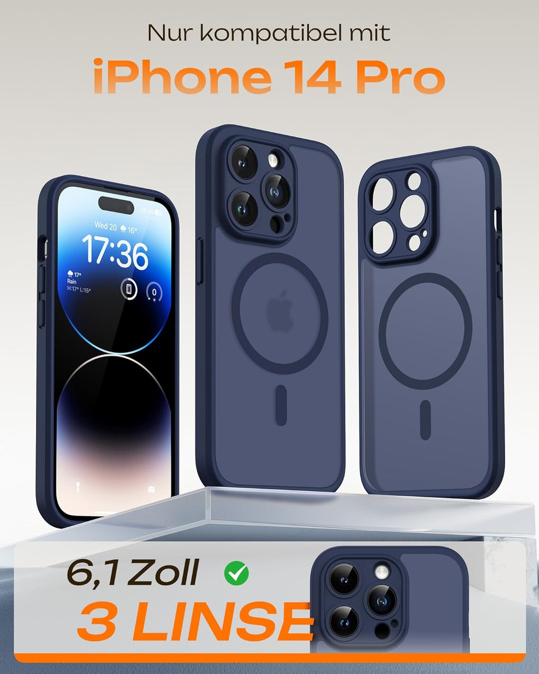 TOCOL 3 in 1 für iPhone 14 Pro Max Hülle für Magsafe, mit 2 Schutzglas, Vollständiger Kameraschutz S