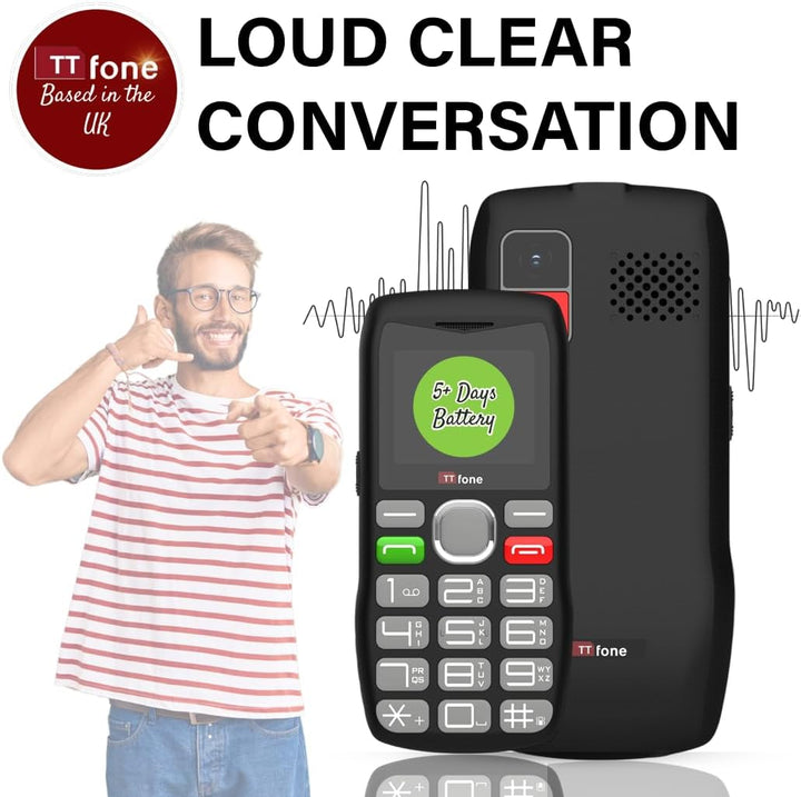 TTfone TT890 4G-Telefon für Senioren, Mobiltelefon mit grossen Tasten, einfach zu bedienen, mit Notf