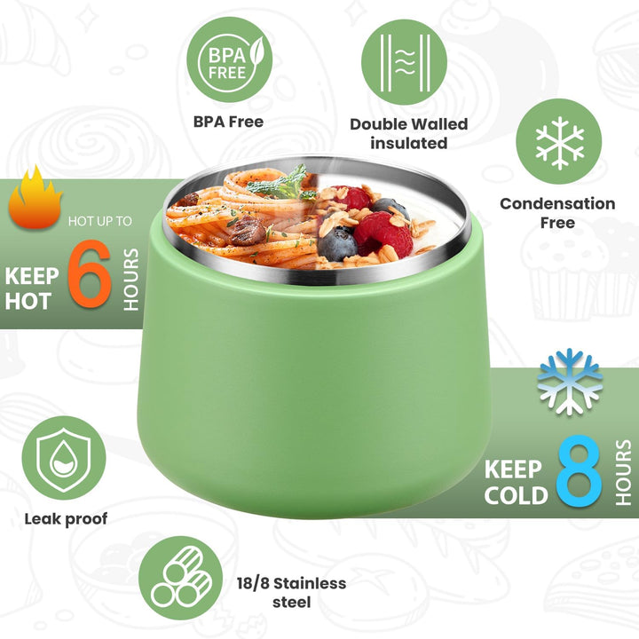 Itslife Thermobehälter für Essen 420ml, Warmhaltebehälter Essen Edelstahl mit Schnallendeckel und Lö
