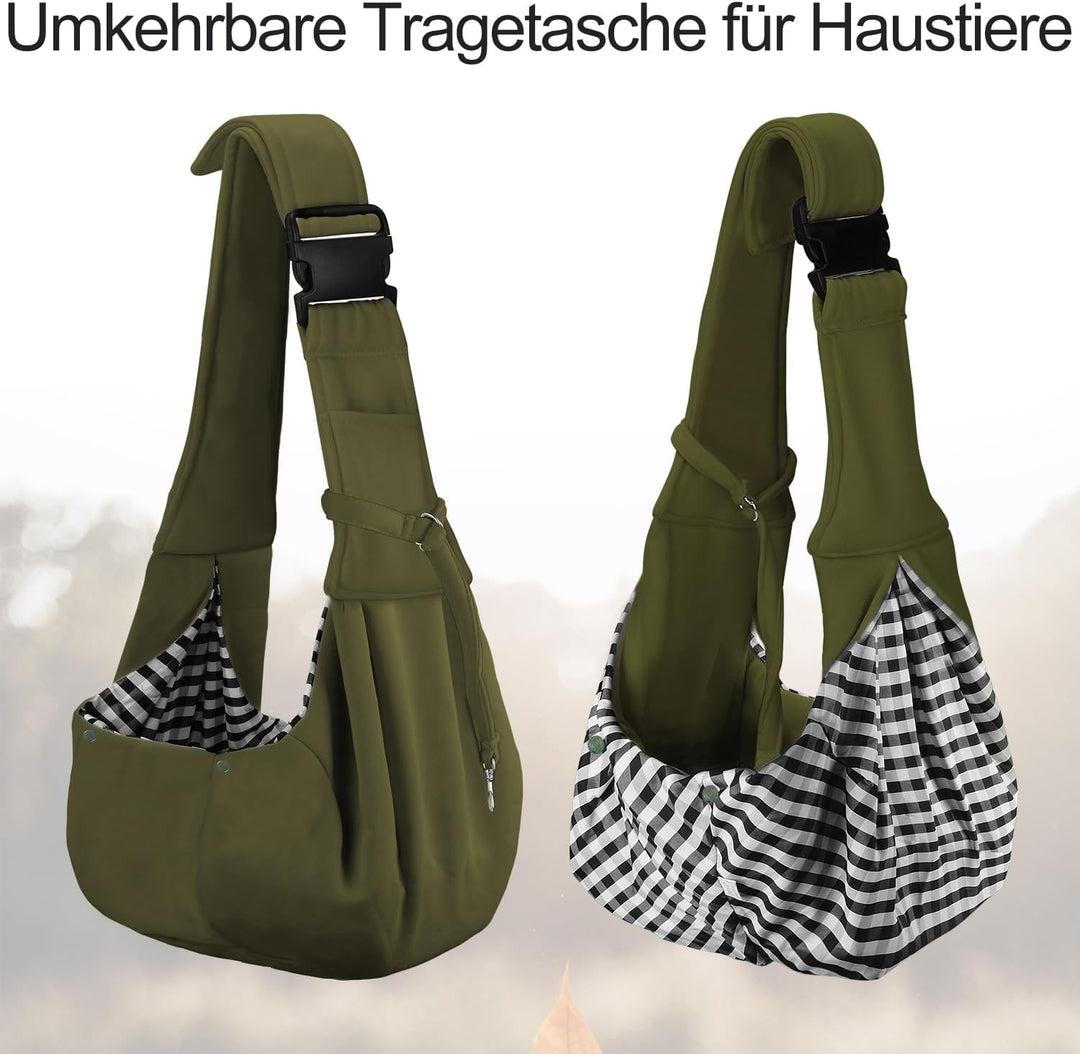 PETLOFT Tragetuch Hund, Reversibel Kleine Hundetrage, Einstellbar Pet Tragetuch, Freisprecheinrichtu