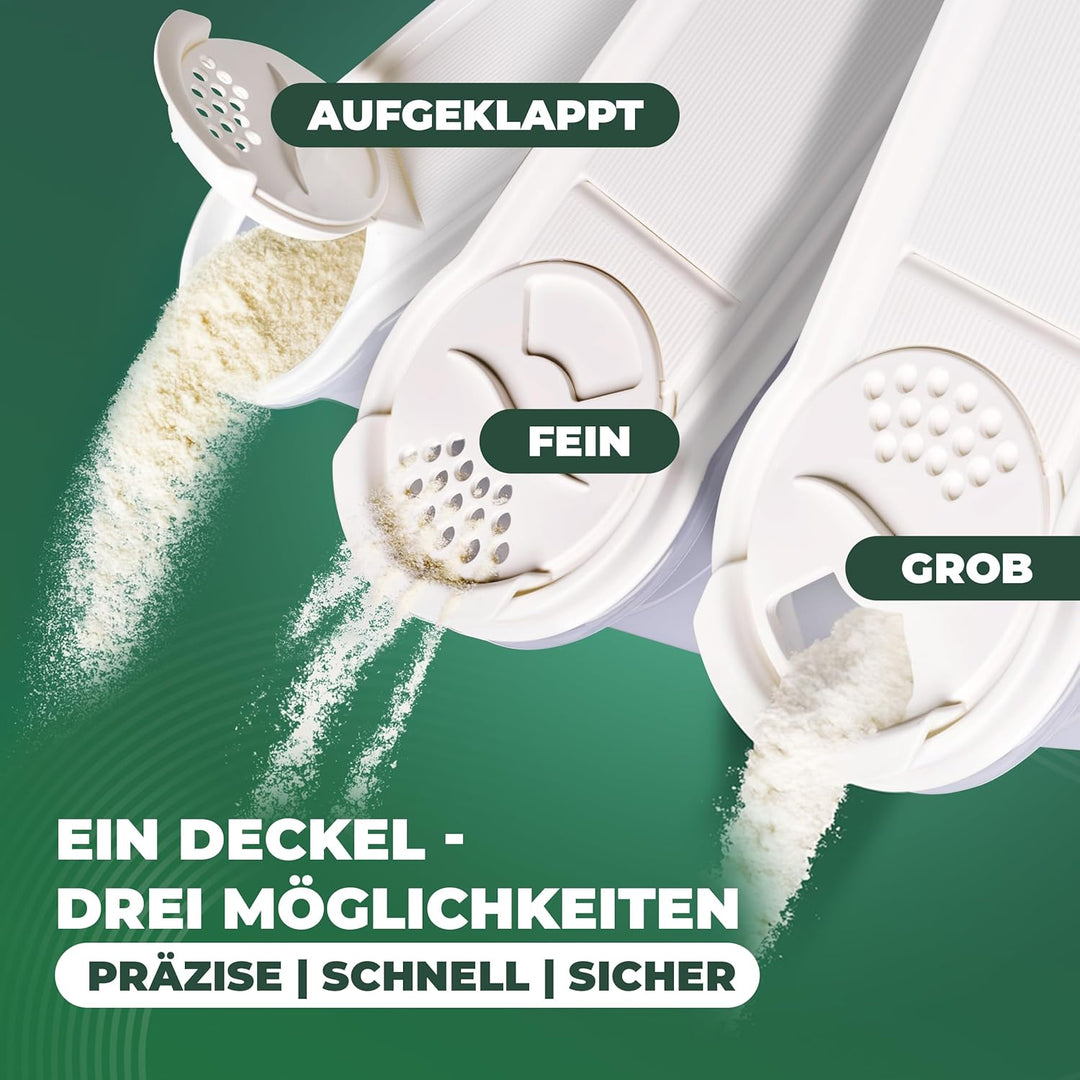Novaliv Schüttdosen 3er Set Vorratsdose zum Streuen 2,4 Liter - Masse (LxBxH): 22 x 21 x 8,5 cm - Do