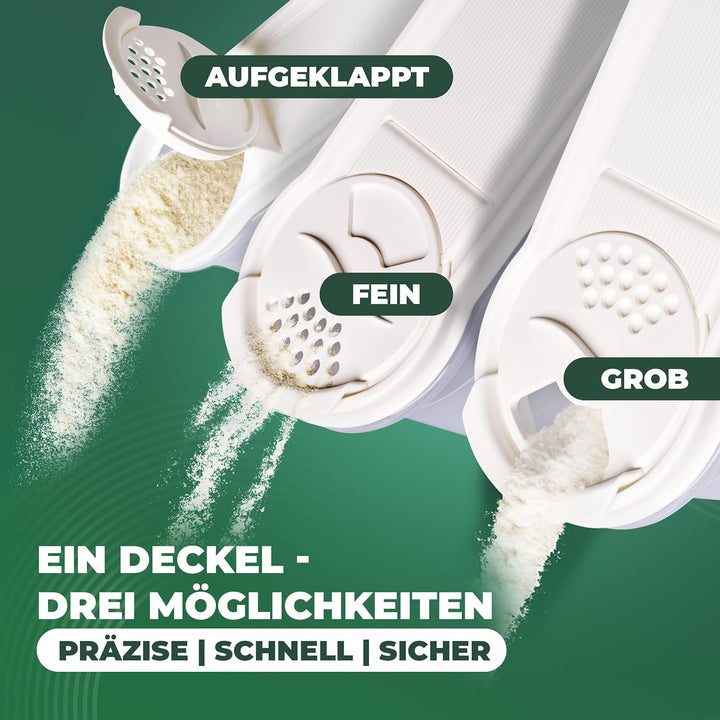 Novaliv Schüttdosen 6er SET Vorratsdose zum Streuen 1,3 Liter - Masse (LxBxH): 22 x 13 x 8,5 cm - Do