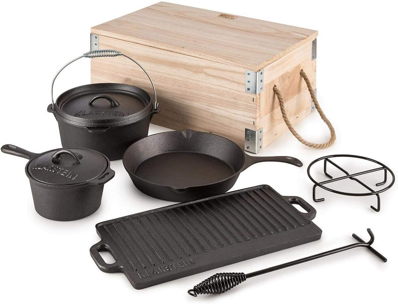 Klarstein Hotrod Masterplan - Dutch Oven Set , BBQ-Topf , Komplett Set , 7-teilig , zum Kochen, Brat