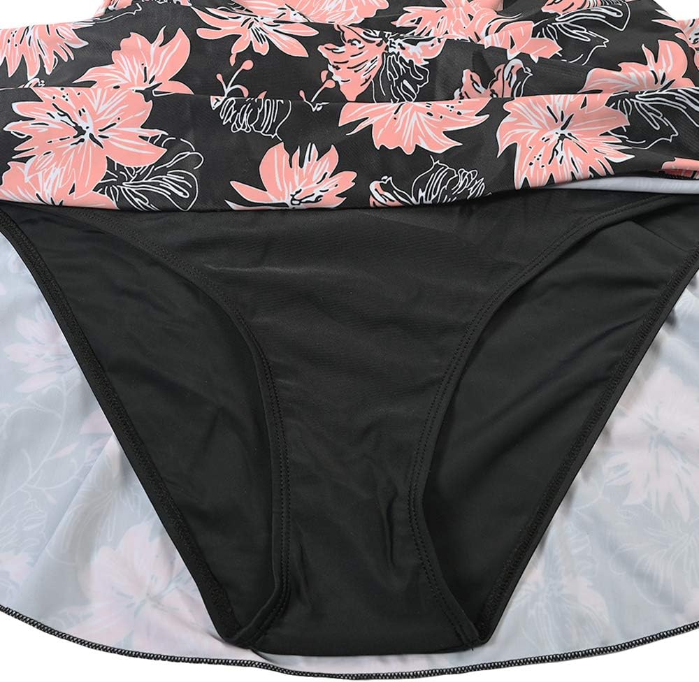 FLYILY Damen-Badeanzug mit hoher Taille Badeanzug mit Shorts Retro-Beachwear Neckholde Bademode Flow