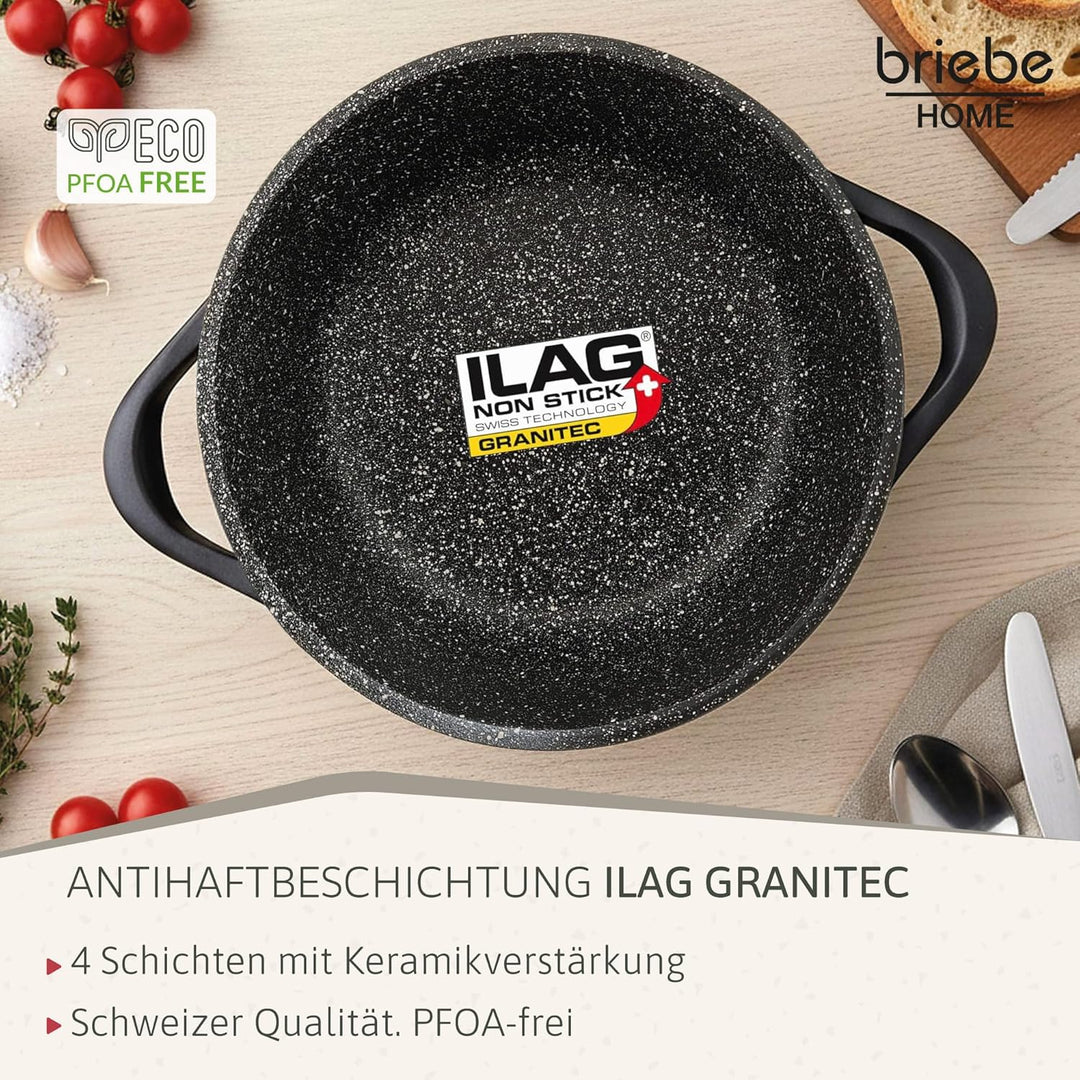 briebe Topfset Induktion 8-Teilig, Kochtopf Set 4 Töpfen aus Aluminiumguss, Antihaftbeschichtung ILA