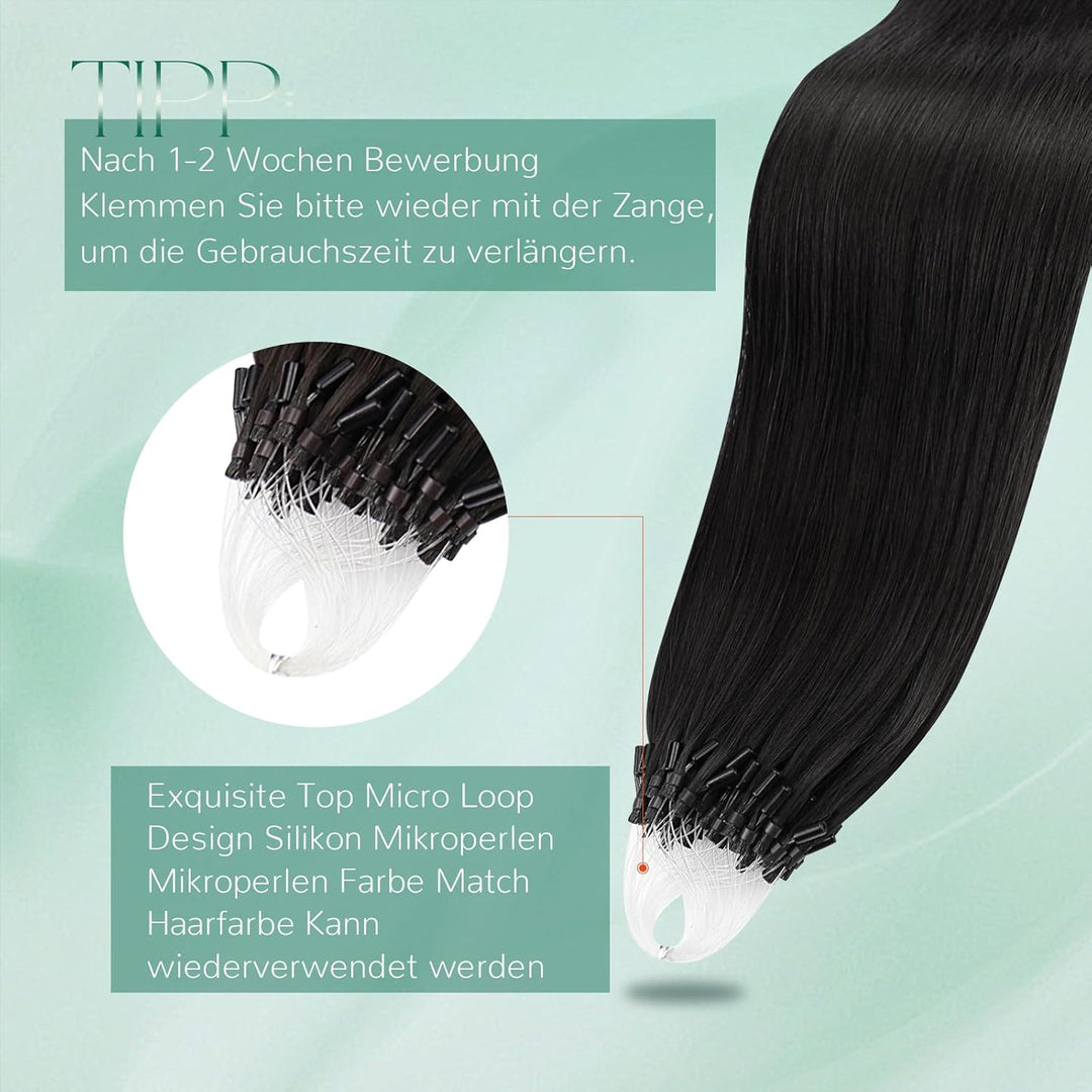 Easyouth Microring Extensions Schwarz Micro Ring Extensions Echthaar Remy Microring Haarverlangerung