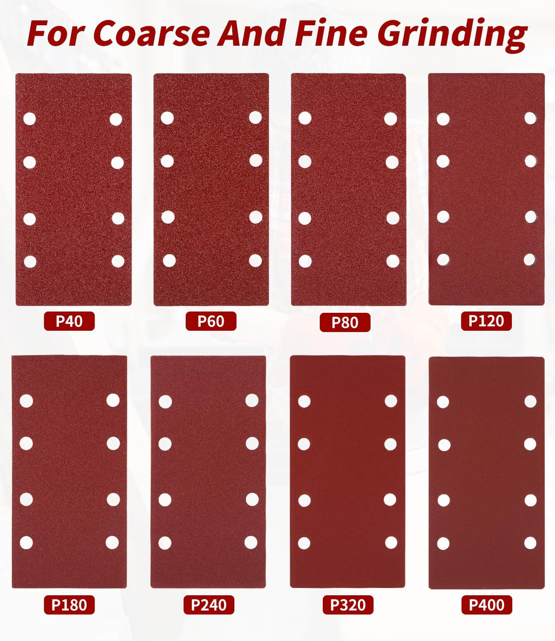 Schleifpapiersatz,56tlg Schleifpapier Klett Schleifblatt Set 93 x 185 mm Körnung 40/60/80/120/180/24