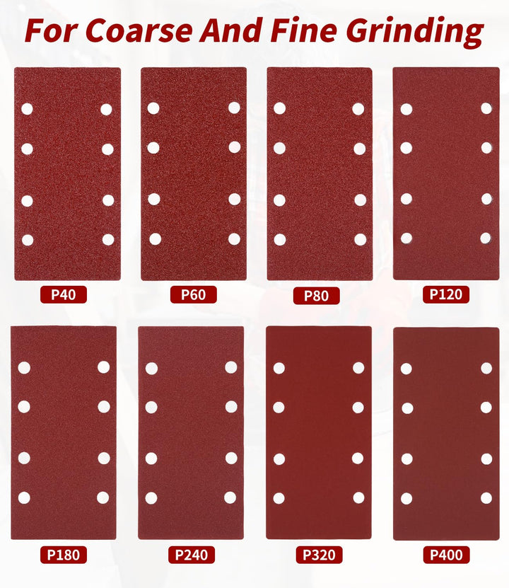 Schleifpapiersatz,56tlg Schleifpapier Klett Schleifblatt Set 93 x 185 mm Körnung 40/60/80/120/180/24