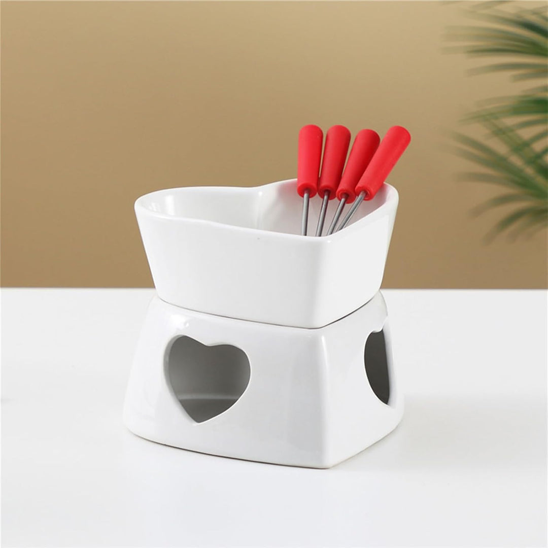 Schokofondue Tasse, Keramik Fondueset, Becher Zum Schmelzen Von Schokolade Mit 4 Gabel, Schoko Fondu
