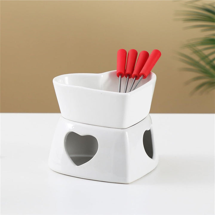 Schokofondue Tasse, Keramik Fondueset, Becher Zum Schmelzen Von Schokolade Mit 4 Gabel, Schoko Fondu