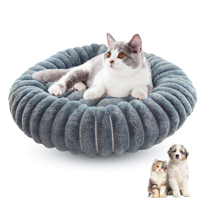 LCUHAVA Katzenbett Flauschig Waschbar Donut Hundebett Kleine Hunde Beruhigende Wirkung Katzenkorb zu