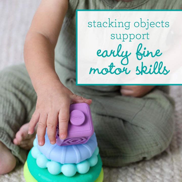 INFANTINO - Set de juegos Apilables - Anillos y Cubos para Apilar - Juguetes Sensoriales Educativos
