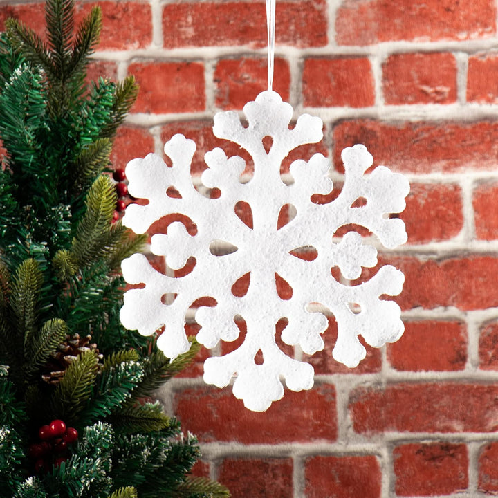 com-four® 3X Schneeflocke XL - Weihnachtsdeko Schneestern zum Anhängen - Anhänger für Weihnachten in