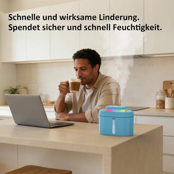 Luftbefeuchter fürs Schlafzimmer, 2000ml Kaltnebel-Luftbefeuchter für Zuhause, Ultraleise (28 db), L