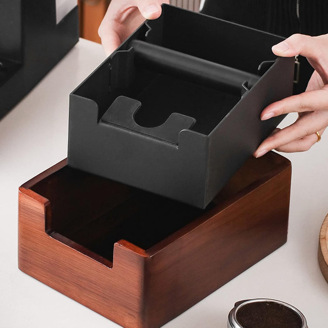Tissting Abklopfbehälter für Siebträger, 21 x 16 cm Rechteckig Eingebetteter Abnehmbarer Kaffee Absc