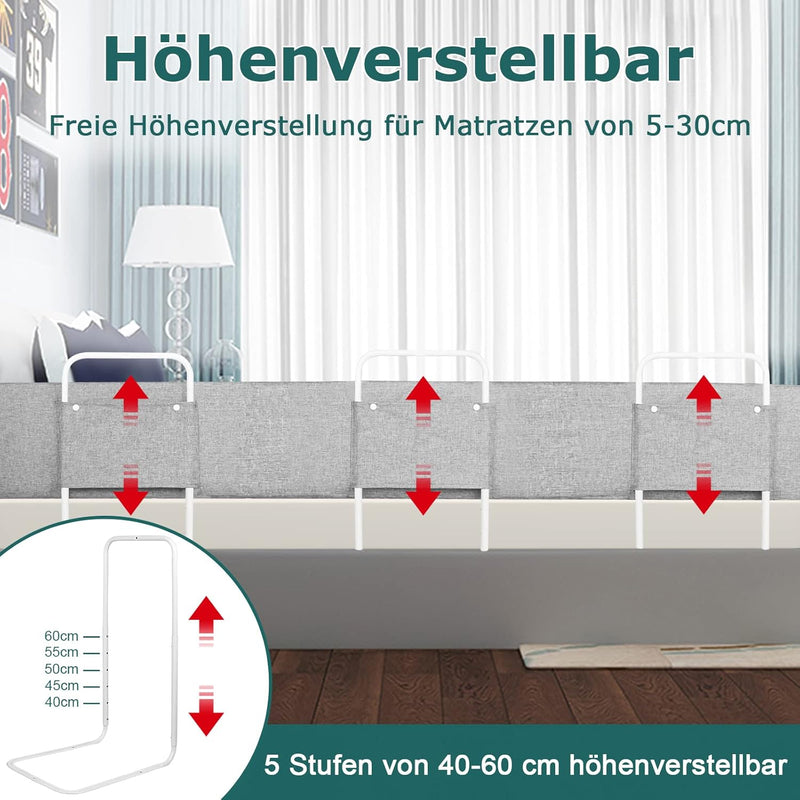 UISEBRT Bettgitter Bettschutzgitter 100cm Rausfallschutz für Kinderbett 5-Loch Höhenverstellbar Bett