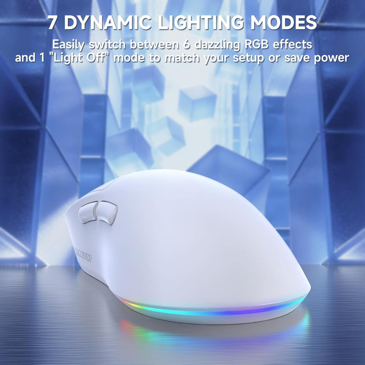 A.JAZZ NJ08 Tri-Mode Kabellose Gaming Maus, 1000Hz 70g Leicht, PC Mouse Mittel-Gross Ergonomisch, 12